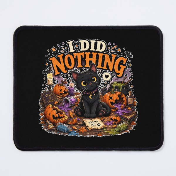 Item preview, I Did Nothing Funny Black Cat Halloween Chaos Design designed and sold by MotylekAnia.