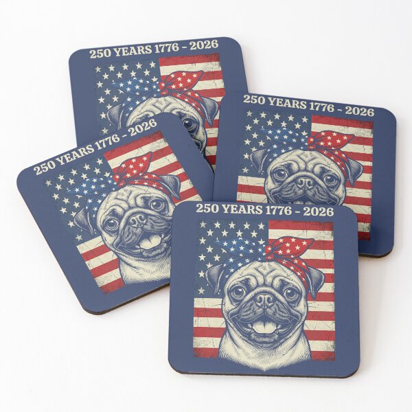 Item preview, Pug American Flag Bandana 250 Years 1776-2026 designed and sold by d247.