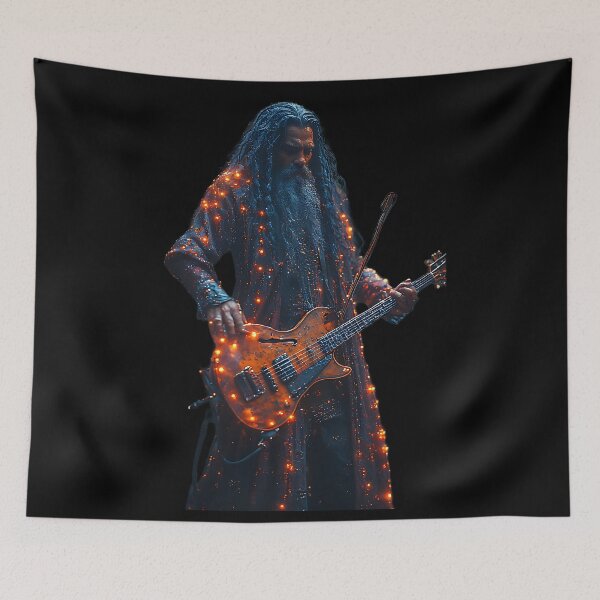 Item preview, Epic Fantasy Wizard Electric Guitarist Glowing Ember designed and sold by UrbanPrts.