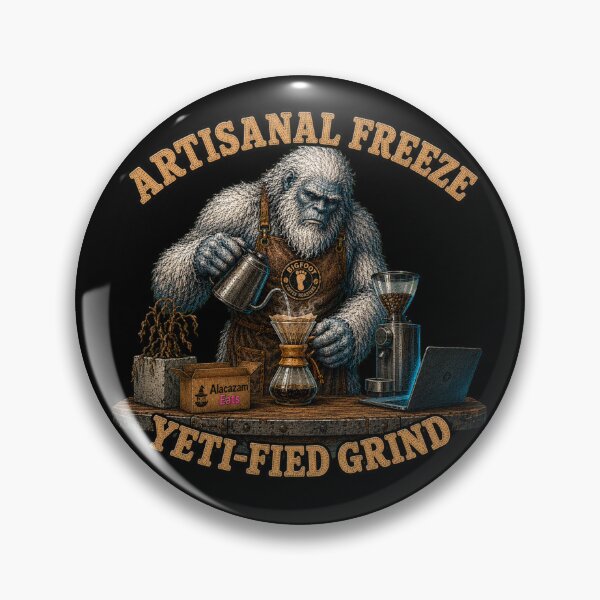 Item preview, Funny Yeti Barista Pour Over Coffee Retro Graphic Tee designed and sold by Mythic Ink Studio.