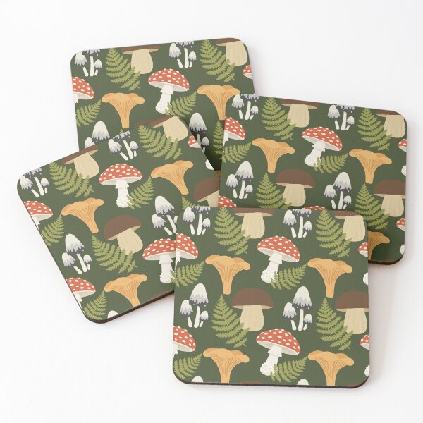 Item preview, Forest Mushrooms Pattern - Dark Green designed and sold by meldurand.