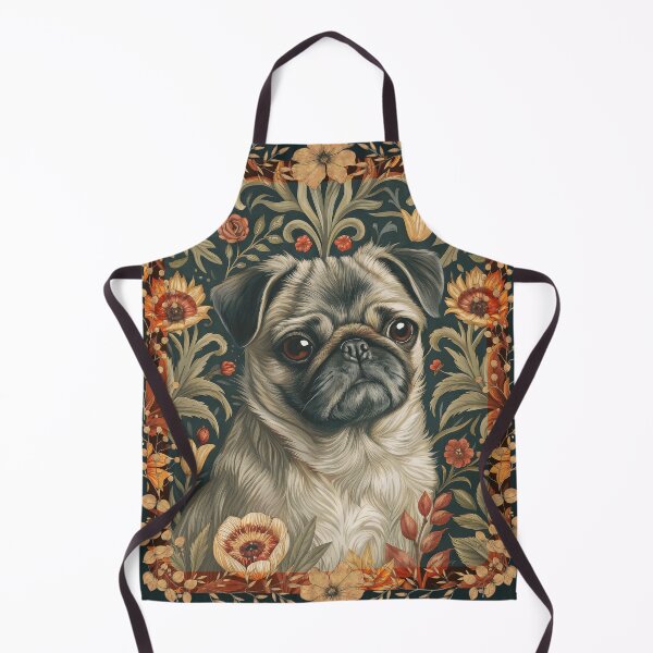Item preview, Fawn Pug Dog in Victorian Floral Tapestry designed and sold by AntiqueImages.