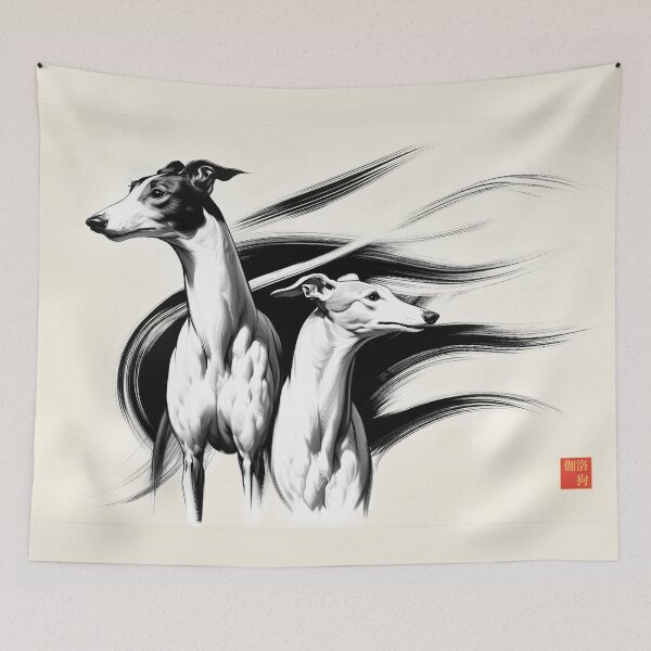 Item preview, GALOGO - Suibokuga Flow - Silent Run designed and sold by GALOGO – Art for Sighthounds & Animal Welfare.