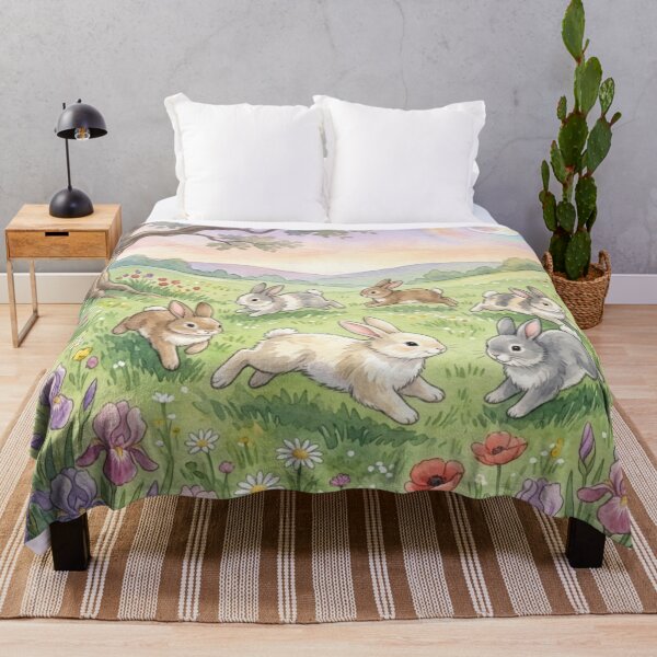 Item preview, Cute Bunnies in Spring Meadow Painting designed and sold by 0606PM.