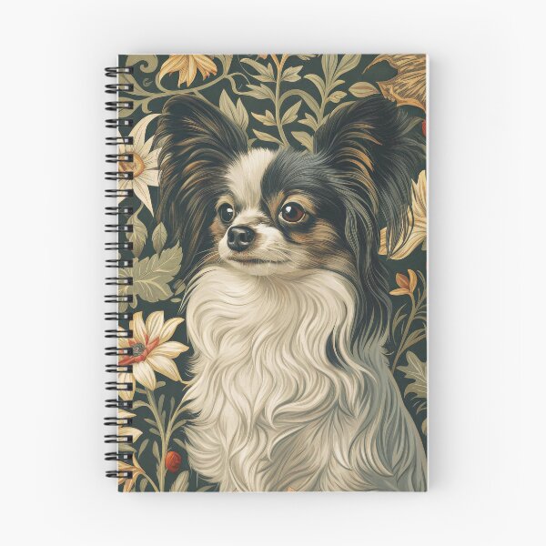 Item preview, Tricolor Papillon Dog Vintage Floral Art designed and sold by AntiqueImages.