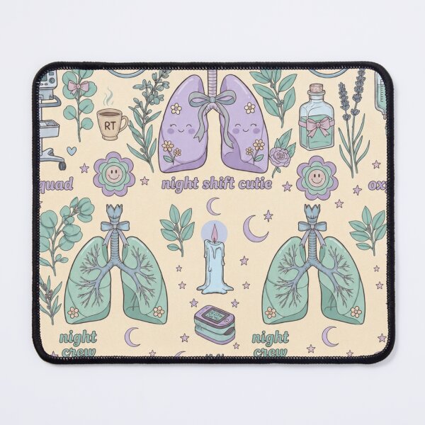 Item preview, Cute Respiratory Therapist Night Shift Pattern | Kawaii RT Squad Lungs & Stethoscope Pastel Design designed and sold by ClinicalHubs.