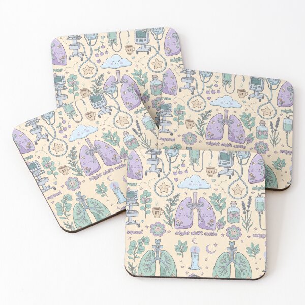 Item preview, Cute Respiratory Therapist Night Shift Pattern | Kawaii RT Squad Lungs & Stethoscope Pastel Design designed and sold by ClinicalHubs.