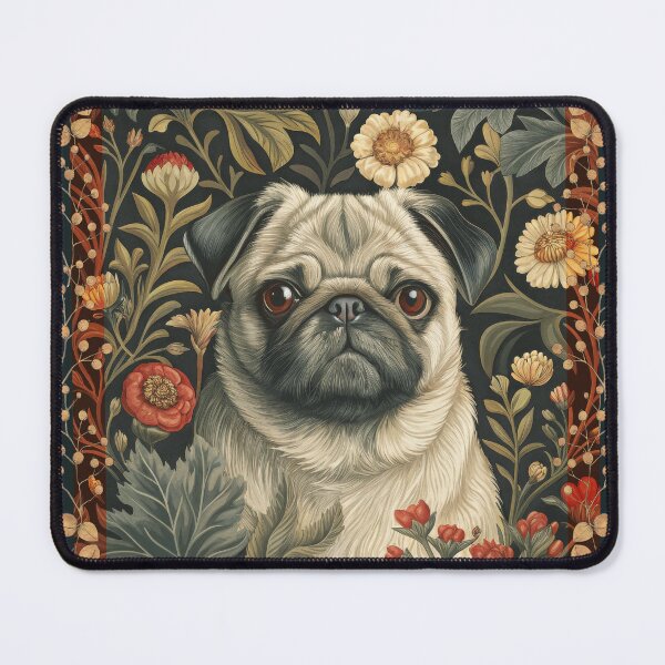 Item preview, Vintage Pug Dog William Morris Style Floral designed and sold by AntiqueImages.