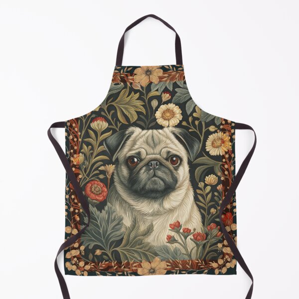 Item preview, Vintage Pug Dog William Morris Style Floral designed and sold by AntiqueImages.