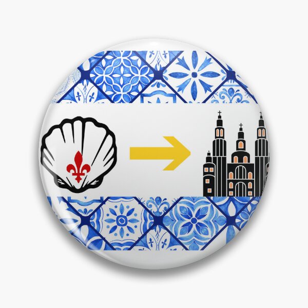 Item preview, Minimalist Camino de Santiago Shell with Blue Azulejo Border designed and sold by Mandarynkashop.
