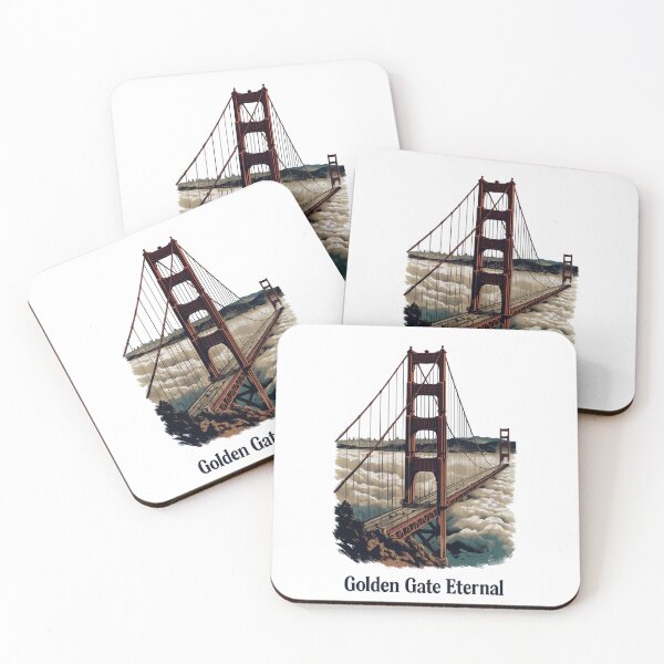 Item preview, Golden Gate Eternal - Vintage Woodblock Golden Gate Bridge in Fog designed and sold by The imaginary unit..