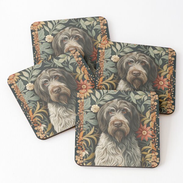Item preview, Korthals Griffon Vintage Floral Dog Art designed and sold by AntiqueImages.