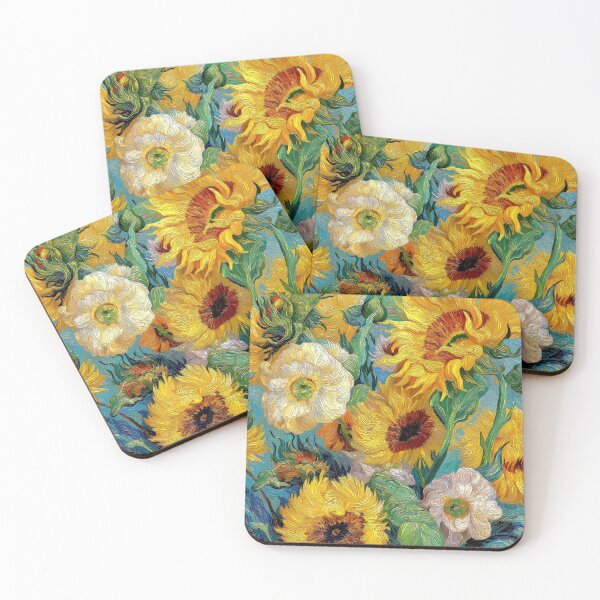 Item preview, Van Gogh Style Sunflowers & White Flowers Impressionist Floral Art Print designed and sold by Artistic Gift Print.
