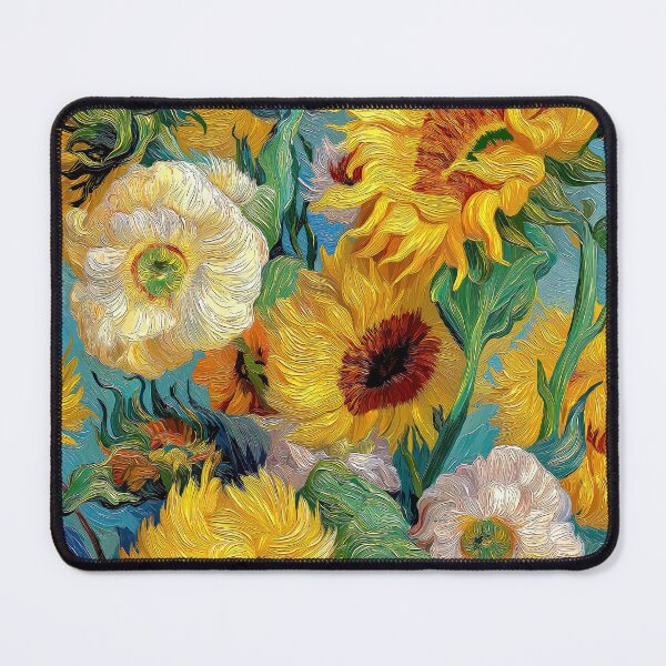 Item preview, Van Gogh Style Sunflowers & White Flowers Impressionist Floral Art Print designed and sold by Artistic Gift Print.