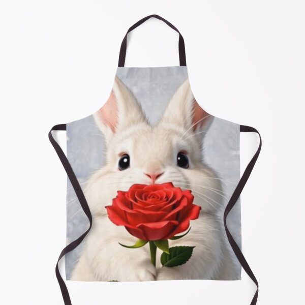 Item preview, Adorable White Bunny with Red Rose - Whimsical Romantic Rabbit Art designed and sold by lovelistivkaa.