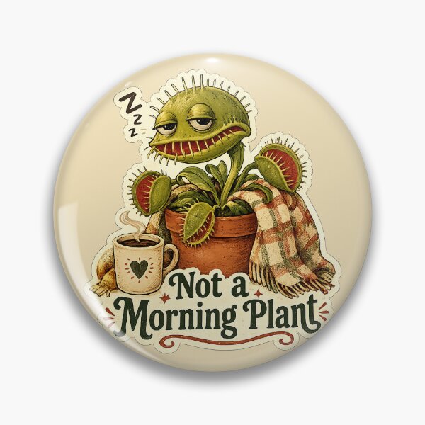Item preview, Sleepy Venus Flytrap vintage Sticker – Not a Morning Plant Funny Plant Lover Coffee Sticker designed and sold by YuliaHulia.