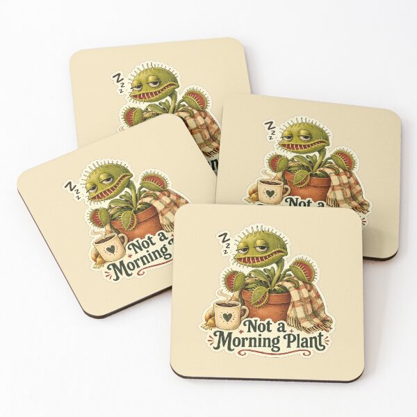 Item preview, Sleepy Venus Flytrap vintage Sticker – Not a Morning Plant Funny Plant Lover Coffee Sticker designed and sold by YuliaHulia.
