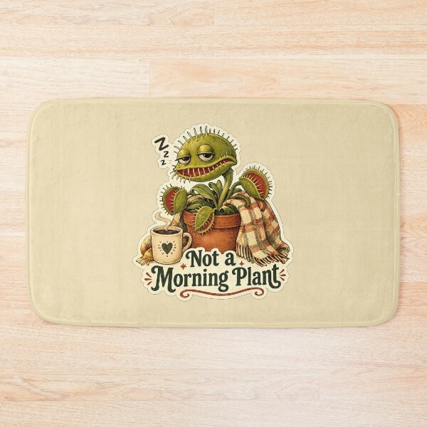 Item preview, Sleepy Venus Flytrap vintage Sticker – Not a Morning Plant Funny Plant Lover Coffee Sticker designed and sold by YuliaHulia.