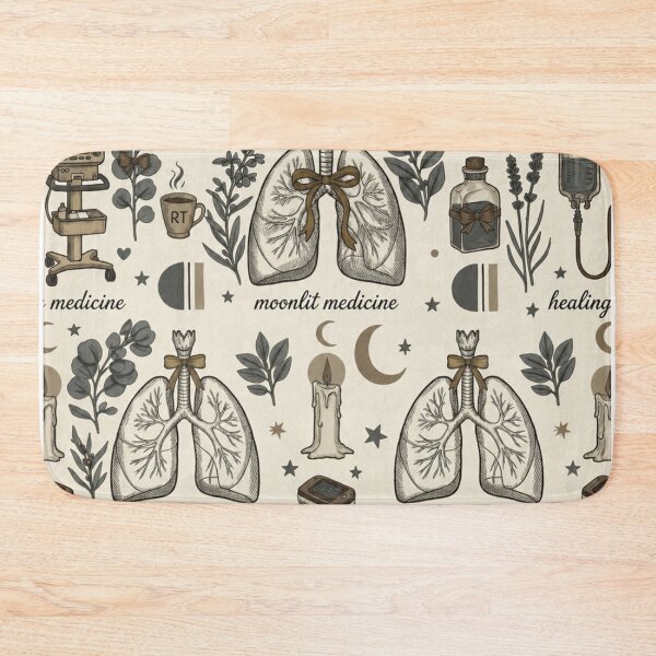 Item preview, Moonlit Medicine Respiratory Therapist Pattern | Cozy Vintage RT Aesthetic Medical Collage designed and sold by ClinicalHubs.
