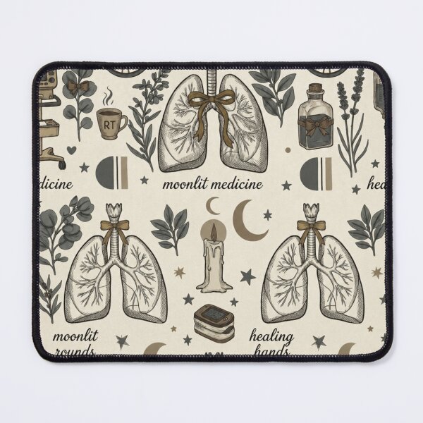 Item preview, Moonlit Medicine Respiratory Therapist Pattern | Cozy Vintage RT Aesthetic Medical Collage designed and sold by ClinicalHubs.