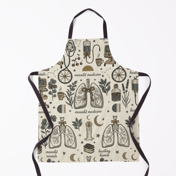 Item preview, Moonlit Medicine Respiratory Therapist Pattern | Cozy Vintage RT Aesthetic Medical Collage designed and sold by ClinicalHubs.