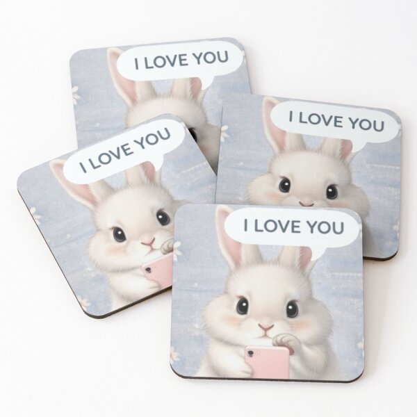 Item preview, Cute Bunny Sending I Love You Message - Whimsical Rabbit with Smartphone Art designed and sold by lovelistivkaa.