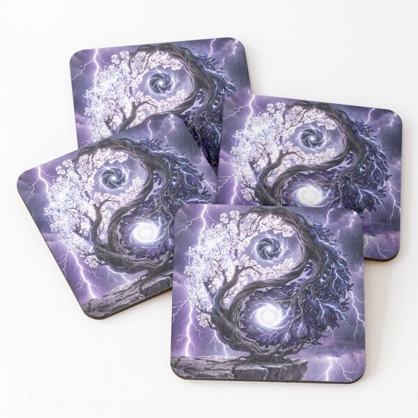 Item preview, Yin Yang Tree Storm Lightning Cliff designed and sold by kmiArtistIA.