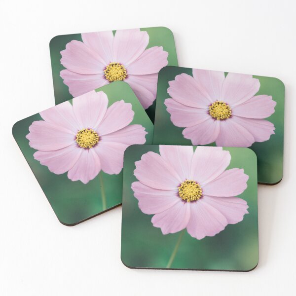 Item preview, Pink cosmos flower on green blurred background designed and sold by TanalyFlowers.