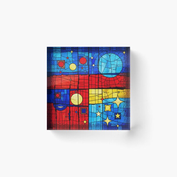 Item preview, midnight geometry 2 stained glass colorful geometric abstract design designed and sold by SmashingDeals.