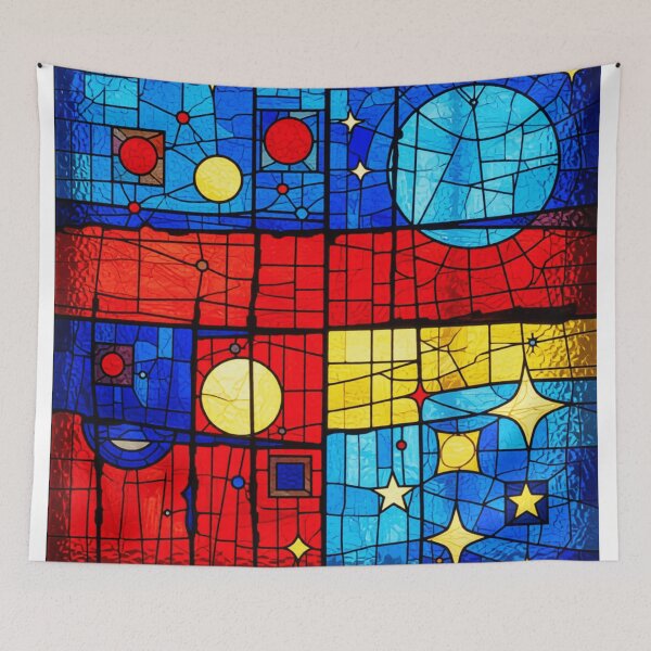 Item preview, midnight geometry 2 stained glass colorful geometric abstract design designed and sold by SmashingDeals.