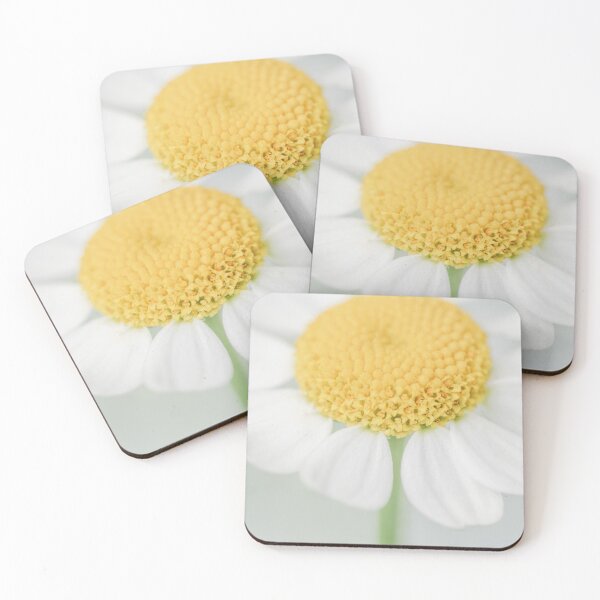 Item preview, White chamomile flower macro on light background designed and sold by TanalyFlowers.