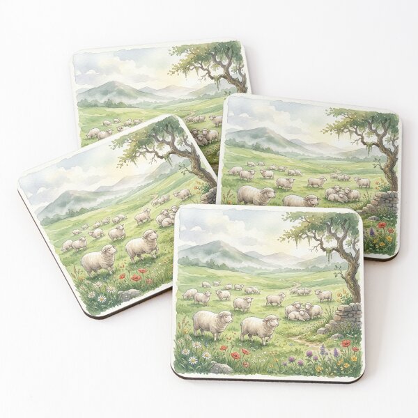 Item preview, Gentle Sheep Grazing in Spring Meadow designed and sold by 0606PM.