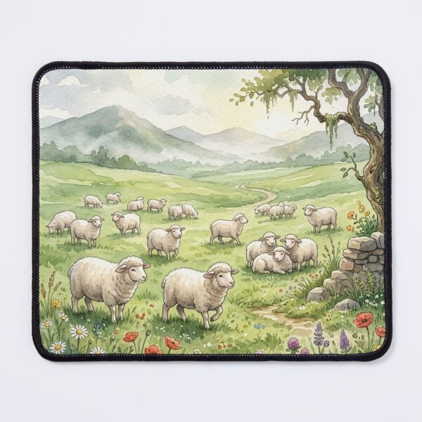 Item preview, Gentle Sheep Grazing in Spring Meadow designed and sold by 0606PM.