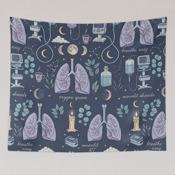Item preview, Moonlit RT Night Shift Pattern – Cute Respiratory Therapist Aesthetic Seamless Design designed and sold by ClinicalHubs.