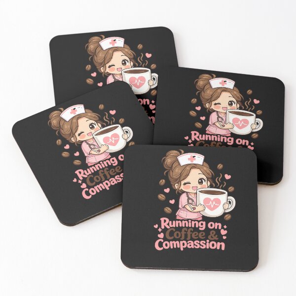 Item preview, Nurse Gift - Running on Coffee & Compassion Cute Nurse T-Shirt designed and sold by insplate.