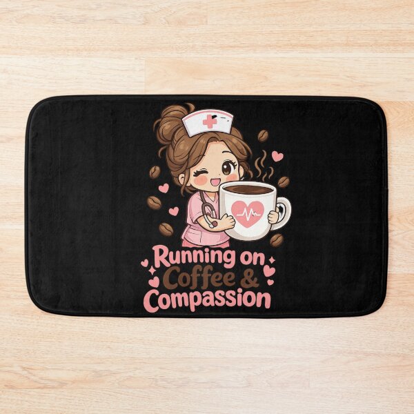Item preview, Nurse Gift - Running on Coffee & Compassion Cute Nurse T-Shirt designed and sold by insplate.