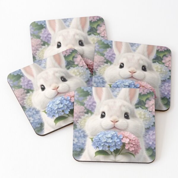 Item preview, Adorable Bunny with Hydrangea Bouquet - Whimsical Spring Floral Rabbit Art designed and sold by lovelistivkaa.