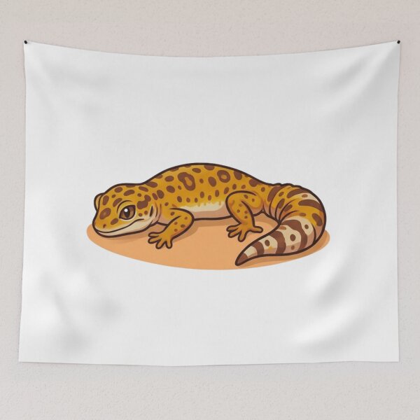 Item preview, Sleepy Leopard Gecko Cartoon Reptile Art designed and sold by HoneyBreezeCo.