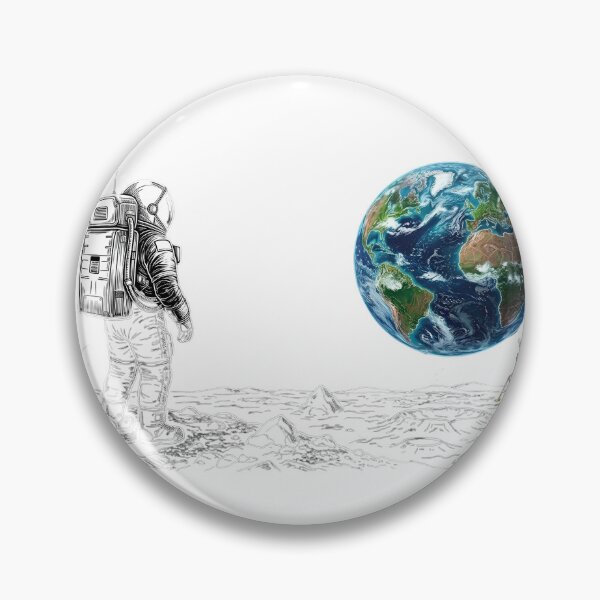 Item preview, Astronaut on the Moon - White Line Art & Earth view designed and sold by Pedrojezu.