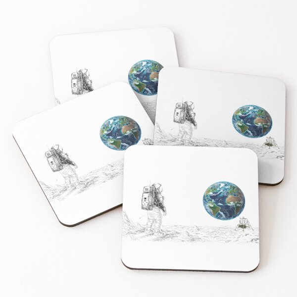 Item preview, Astronaut on the Moon - White Line Art & Earth view designed and sold by Pedrojezu.