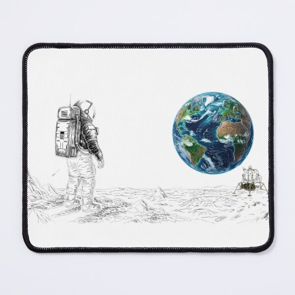 Item preview, Astronaut on the Moon - White Line Art & Earth view designed and sold by Pedrojezu.