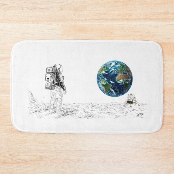 Item preview, Astronaut on the Moon - White Line Art & Earth view designed and sold by Pedrojezu.