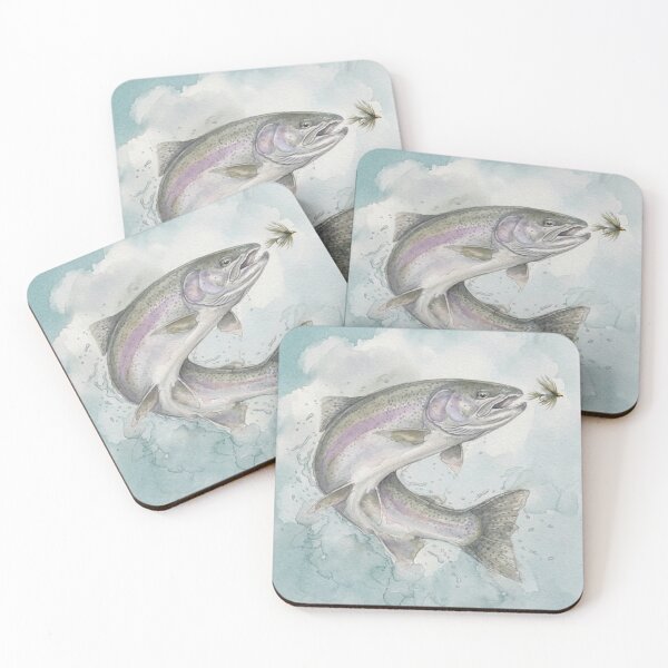 Item preview, Rainbow Trout Fly Fishing Watercolor Art designed and sold by Stefanrajzer.