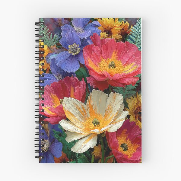 Item preview, Lush Mixed Flowers Oil Painting Poppies Iris Cosmos Floral Art Print designed and sold by Artistic Gift Print.