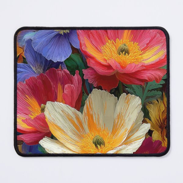 Item preview, Lush Mixed Flowers Oil Painting Poppies Iris Cosmos Floral Art Print designed and sold by Artistic Gift Print.