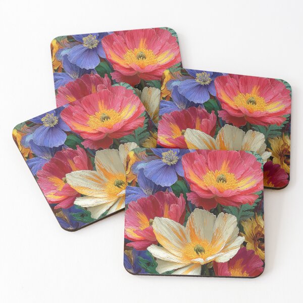 Item preview, Lush Mixed Flowers Oil Painting Poppies Iris Cosmos Floral Art Print designed and sold by Artistic Gift Print.