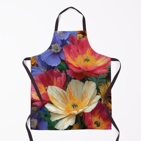 Item preview, Lush Mixed Flowers Oil Painting Poppies Iris Cosmos Floral Art Print designed and sold by Artistic Gift Print.