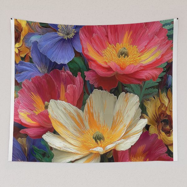 Item preview, Lush Mixed Flowers Oil Painting Poppies Iris Cosmos Floral Art Print designed and sold by Artistic Gift Print.