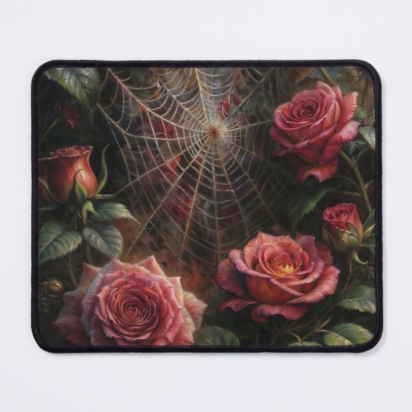 Item preview, Spider Web In A Rose Bush Gothic Botanical Art designed and sold by DarkHolyQueen.