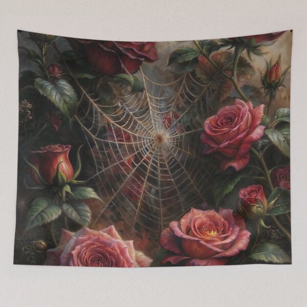 Item preview, Spider Web In A Rose Bush Gothic Botanical Art designed and sold by DarkHolyQueen.